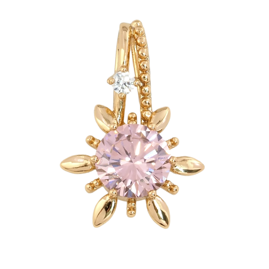 Кулон Xuping Позолота 18K Квітка з рожевим фіанітом для ланцюжка до 3 мм фото №1