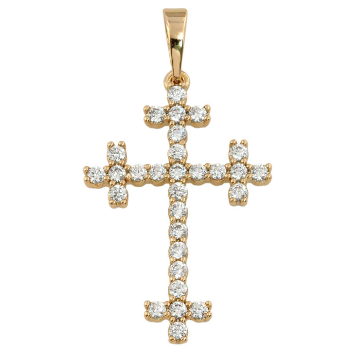 Кулон Xuping Позолота 18K Крест с цирконием для цепочки до 6мм фото №2 Кулон Xuping Позолота 18K Крест с цирконием для цепочки до 6мм фото №2
