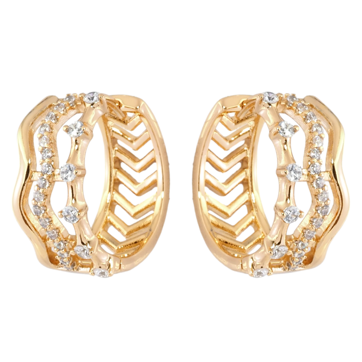 Серьги Xuping Позолота 18K колечки Узор с цирконием фото №14