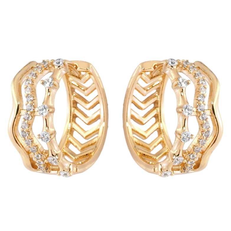 Серьги Xuping Позолота 18K колечки Узор с цирконием фото №1