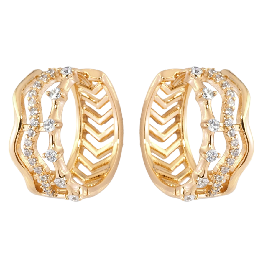Серьги Xuping Позолота 18K колечки Узор с цирконием фото №1