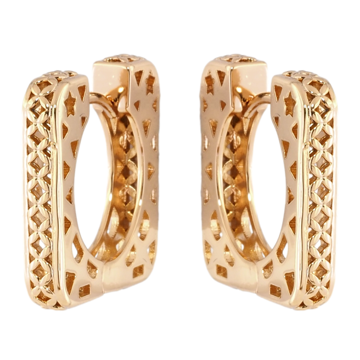 Серьги Xuping Позолота 18K колечки Декоративный резной узор фото №22