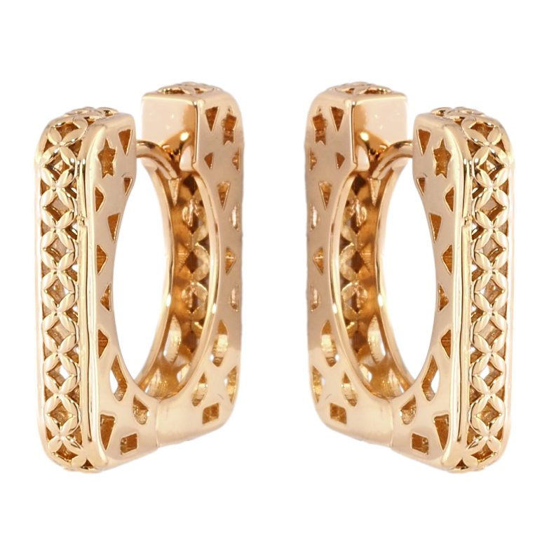 Сережки Xuping Позолота 18K колечка Декоративний різьблений візерунок фото №1