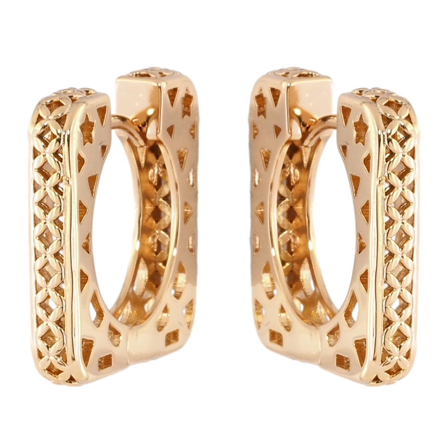 Серьги Xuping Позолота 18K колечки Декоративный резной узор фото №1