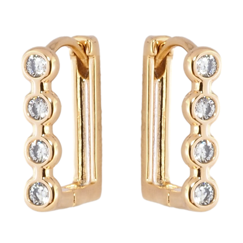 Серьги Xuping Позолота 18K колечки Дорожки циркония фото №1