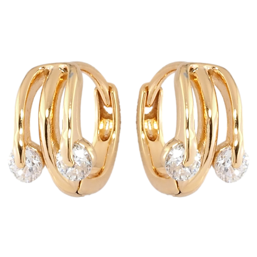 Серьги Xuping Позолота 18K колечки Узор с цирконием фото №1