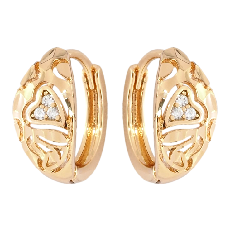 Серьги Xuping Позолота 18K колечки Резной узор с цирконием фото №19