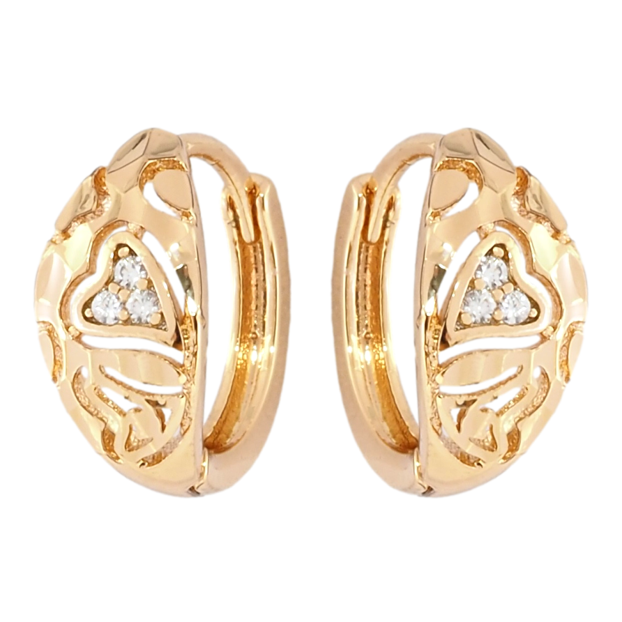 Серьги Xuping Позолота 18K колечки Резной узор с цирконием фото №1