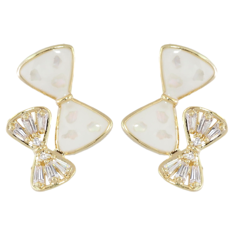 Серьги Xuping JEAN GOUJON Позолота 14K пусеты Банты с цирконием фото №1