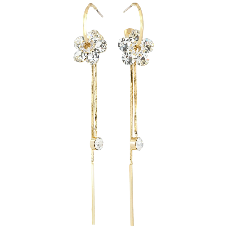 Сережки Xuping JEAN GOUJON Позолота 14K пусети Підвіски з кришталевими квіточками фото №2
