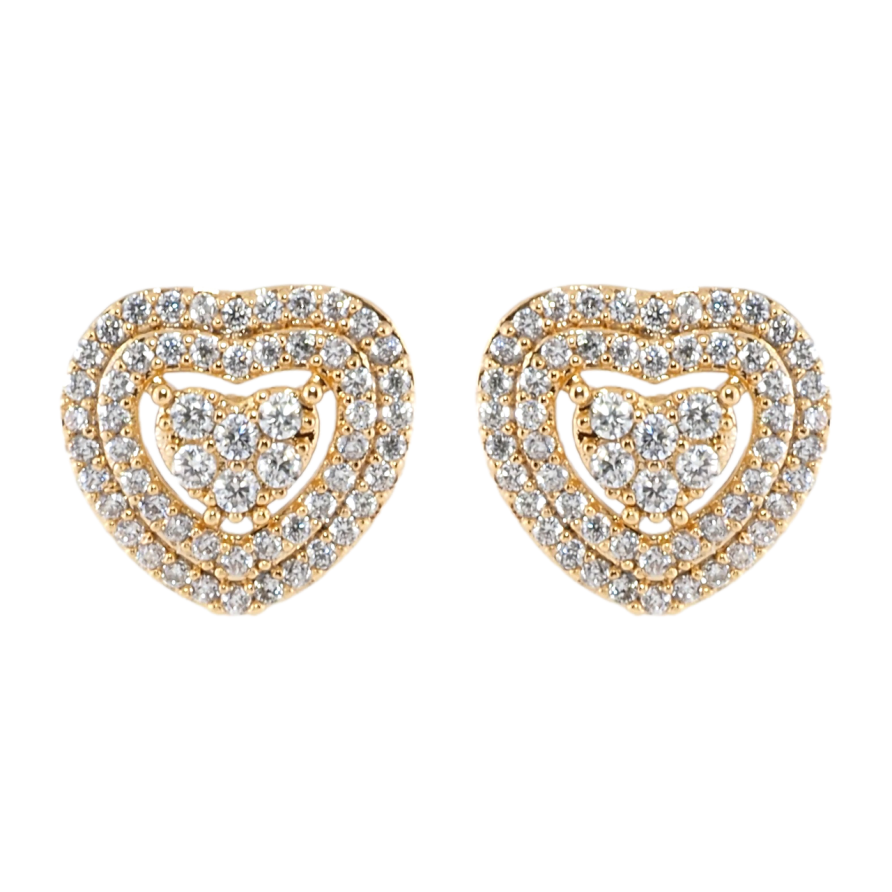 Серьги Xuping Позолота 18K пусеты Сердечки инкрустация цирконием фото №1 Серьги Xuping Позолота 18K пусеты Сердечки инкрустация цирконием фото №1