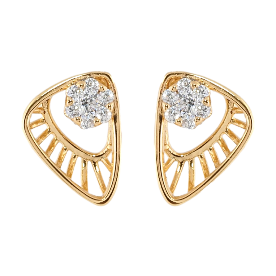 Серьги Xuping Позолота 18K пусеты Декоративные треугольники с кристальными цветочками фото №1