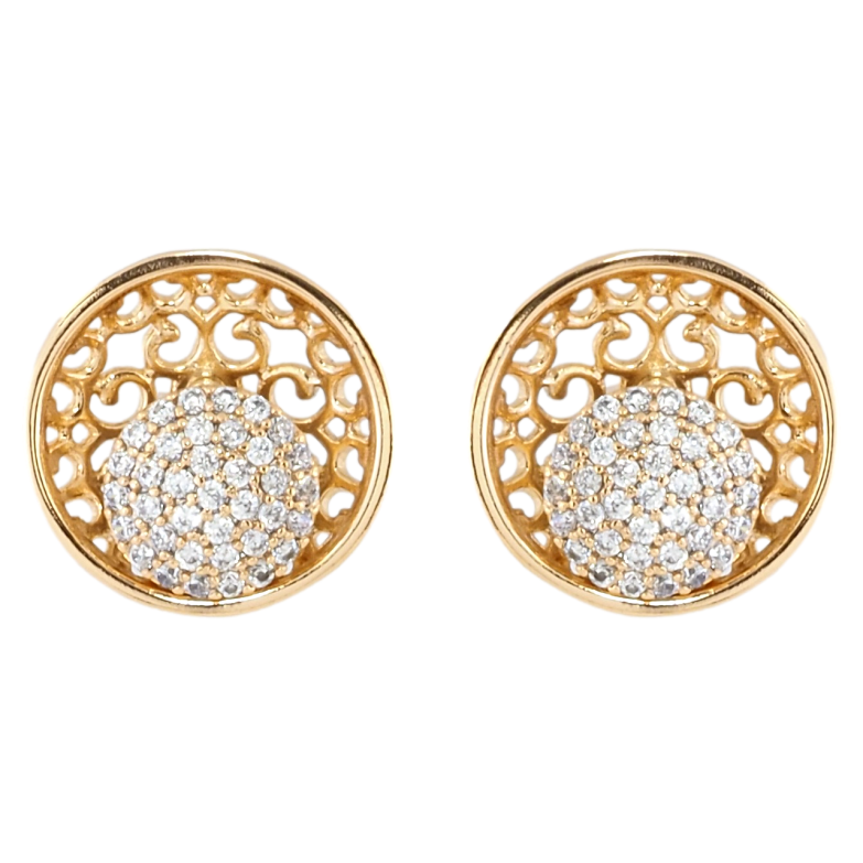 Серьги Xuping Позолота 18K пусеты Ажурные круги с инкрустацией цирконием фото №1 Серьги Xuping Позолота 18K пусеты Ажурные круги с инкрустацией цирконием фото №1