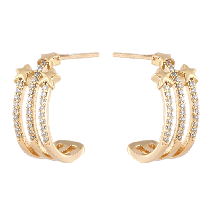Серьги Xuping Позолота 18K пусеты Дуги с дорожками циркония и звездами фото №20 Серьги Xuping Позолота 18K пусеты Дуги с дорожками циркония и звездами фото №20