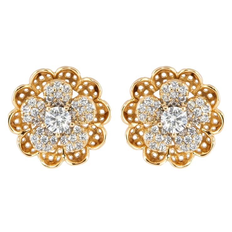 Сережки Xuping Позолота 18K пусети Квіточки з цирконієм фото №3 Сережки Xuping Позолота 18K пусети Квіточки з цирконієм фото №3