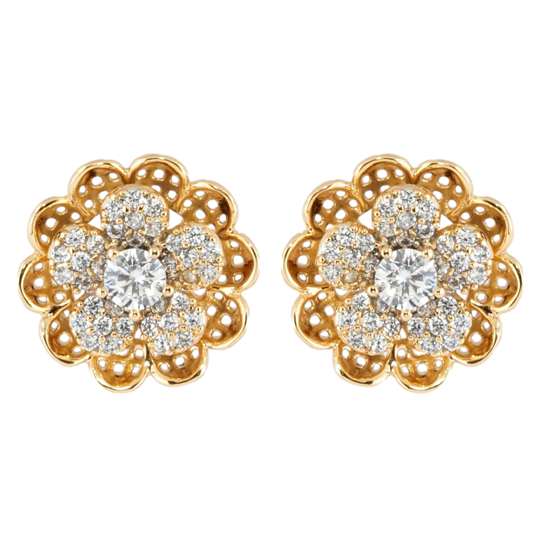 Сережки Xuping Позолота 18K пусети Квіточки з цирконієм фото №1 Сережки Xuping Позолота 18K пусети Квіточки з цирконієм фото №1