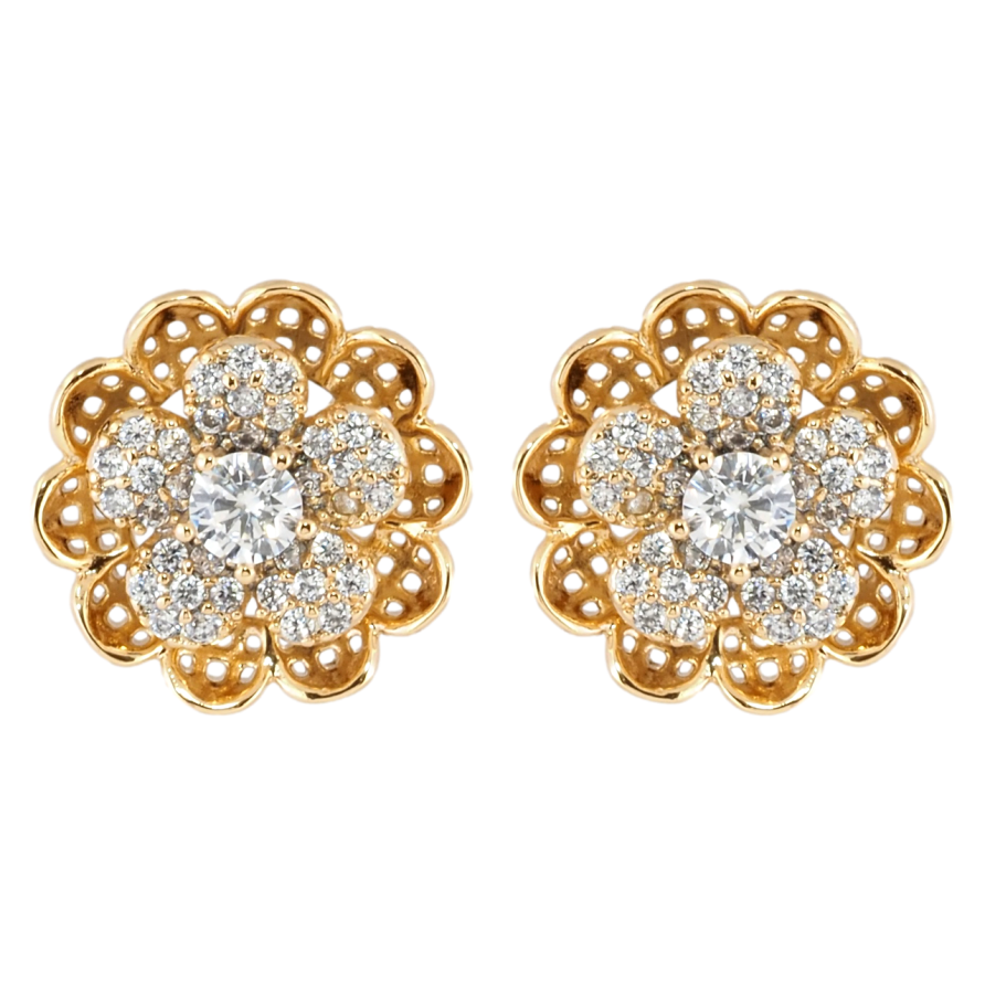 Сережки Xuping Позолота 18K пусети Квіточки з цирконієм фото №1