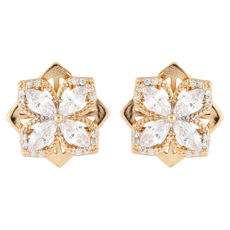 Серьги Xuping Позолота 18K пусеты Крутящийся кристальный цветок фото №1 Серьги Xuping Позолота 18K пусеты Крутящийся кристальный цветок фото №1