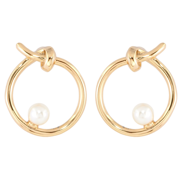 Серьги Xuping Позолота 18K пусеты Круги с узелком и жемчужиной фото №13 Серьги Xuping Позолота 18K пусеты Круги с узелком и жемчужиной фото №13