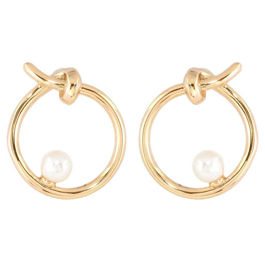 Серьги Xuping Позолота 18K пусеты Круги с узелком и жемчужиной фото №1