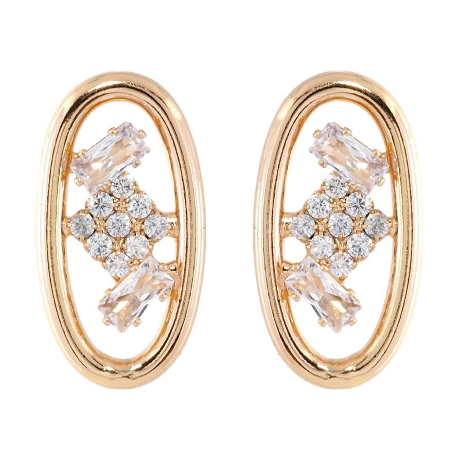 Серьги Xuping Позолота 18K пусеты Овалы с узором цирконием фото №1