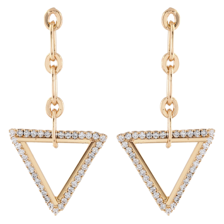 Серьги Xuping Позолота 18K пусеты Треугольные подвески с цирконием фото №1