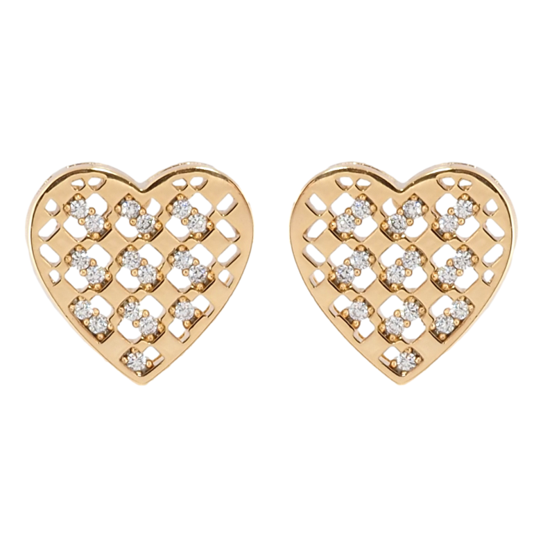 Сережки Xuping Позолота 18K пусети Сердечка з цирконієм фото №2