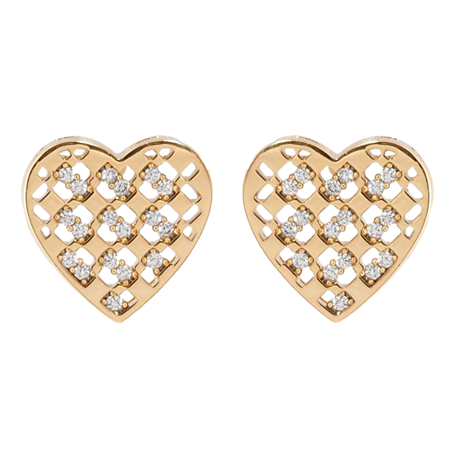 Серьги Xuping Позолота 18K пусеты Сердечки с цирконием фото №1