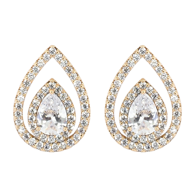 Серьги Xuping Позолота 18K пусеты Капельки с инкрустацией цирконием фото №1
