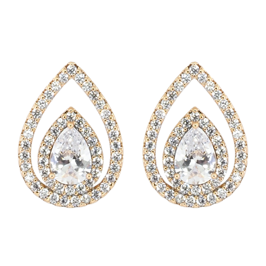 Серьги Xuping Позолота 18K пусеты Капельки с инкрустацией цирконием фото №1