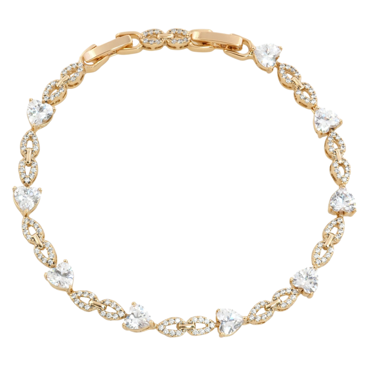 Браслет Xuping Позолота 18K Узор с цирконием и кристальными сердечками размер с доп.замком 17,19см х 4-5мм фото №21