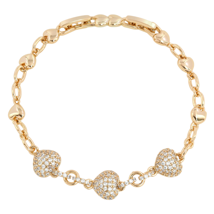 Браслет Xuping Позолота 18K Сердечки инкрустация цирконием размер с доп.замком 16,18см х 3-5мм фото №21