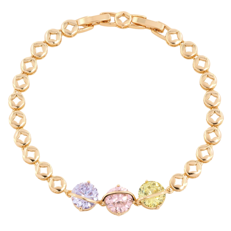 Браслет Xuping Позолота 18K Три разноцветных фианита размер с доп.замком 17,19см х 5мм фото №25