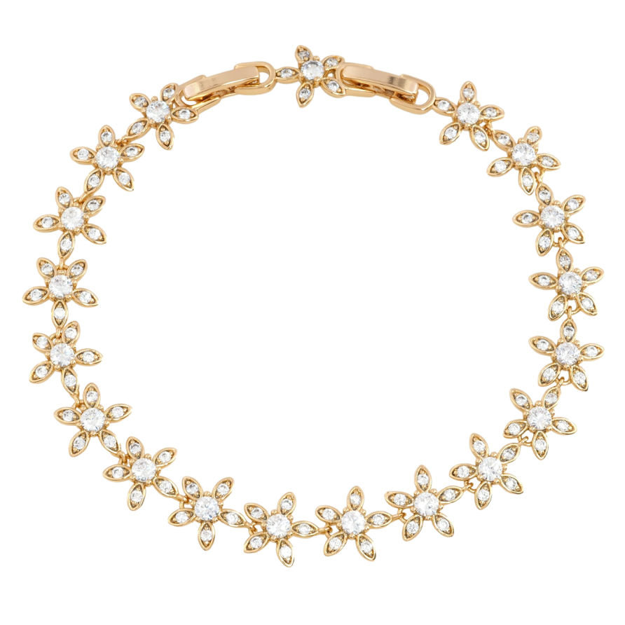 Браслет Xuping Позолота 18K Цветочки с цирконием размер с доп.замком 18.5,20.5см х 10мм фото №1