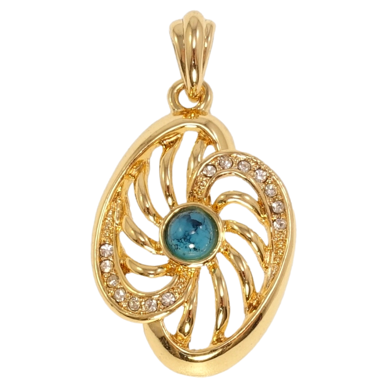 Кулон Fallon Позолота 18K Фігурна підвіска з бірюзою та цирконієм фото №2 Кулон Fallon Позолота 18K Фігурна підвіска з бірюзою та цирконієм фото №2