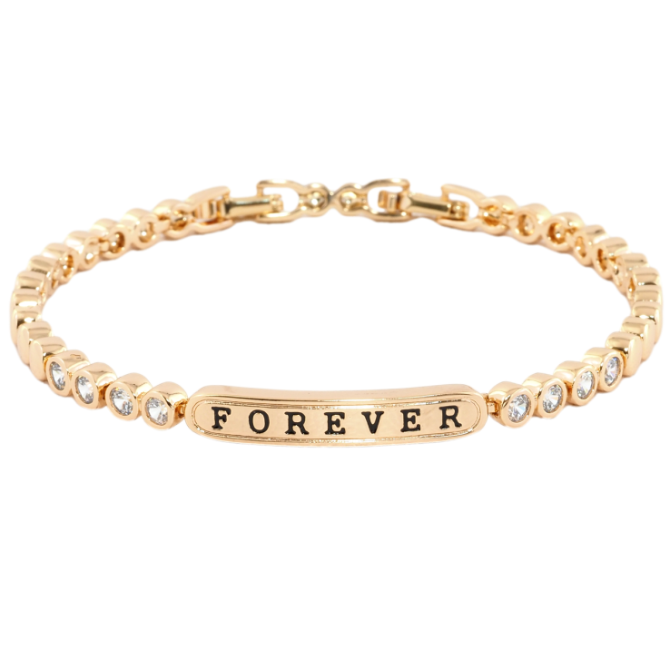 Браслет Xuping Позолота 18K Дорожка циркония с надписью Forever размер с доп.замком 17.19см х 4мм фото №22
