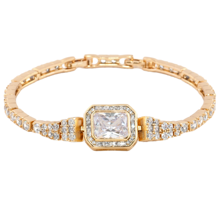 Браслет Xuping Позолота 18K Инкрустация цирконием с фианитом размер с доп.замком 17.5,19.5см х 3мм фото №11