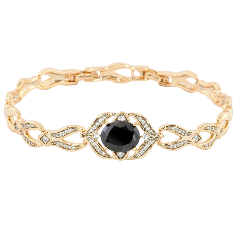 Браслет Xuping Позолота 18K Инкрустация цирконием с черным фианитом размер с доп.замком 17,19см х 6-7мм фото №5