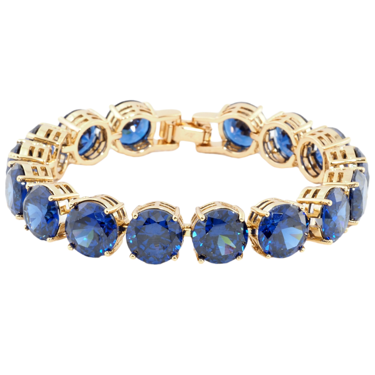 Браслет Xuping Позолота 18K Дорожка синих фианитов размер 18см х 10мм фото №5