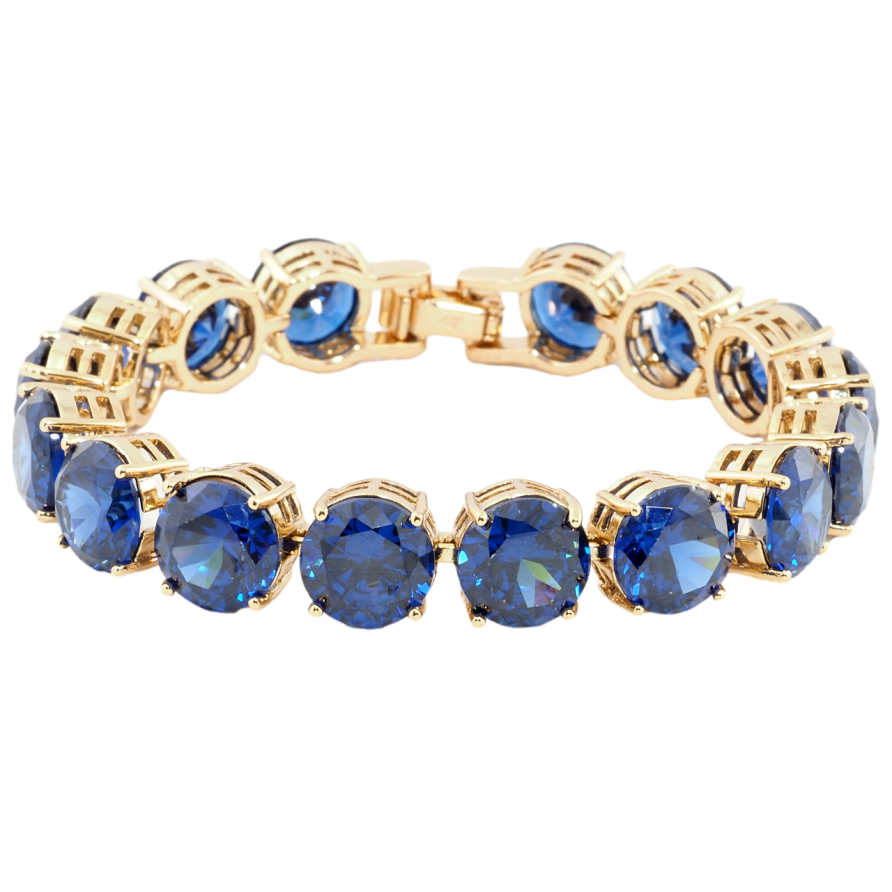 Браслет Xuping Позолота 18K Дорожка синих фианитов размер 18см х 10мм фото №1