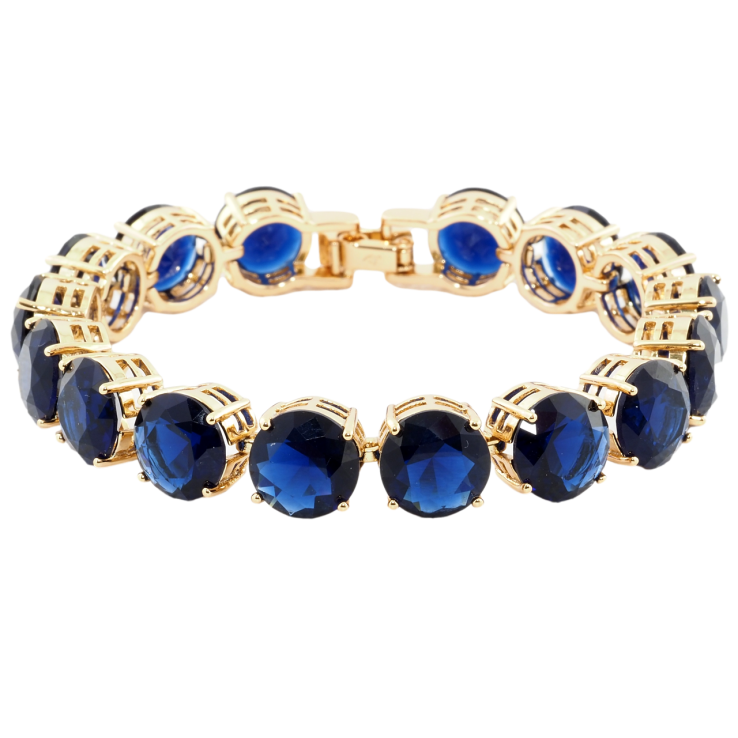Браслет Xuping Позолота 18K Дорожка синих фианитов размер 18см х 10мм фото №17
