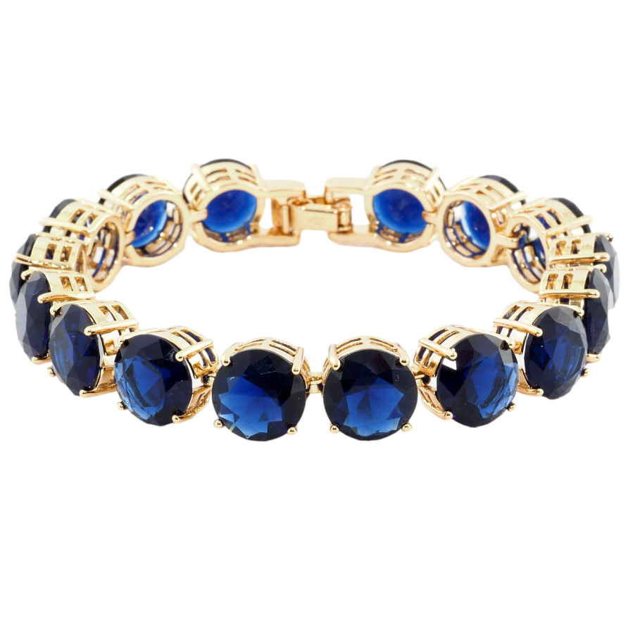 Браслет Xuping Позолота 18K Дорожка синих фианитов размер 18см х 10мм фото №1