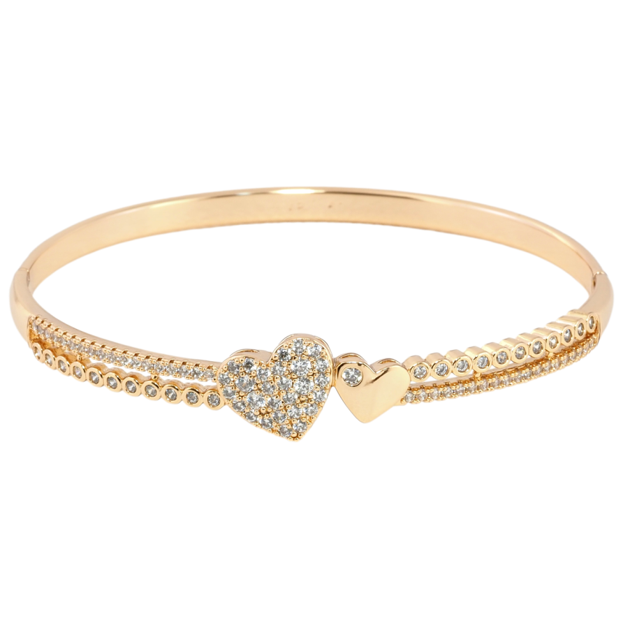Браслет Xuping Позолота 18K Сердечки с цирконием ø 6см фото №1