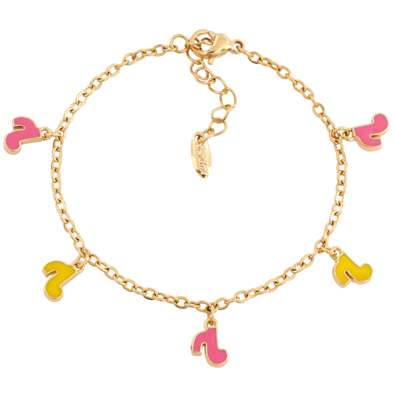 Браслет Xuping Позолота 18K Цепочка с подвесками ноты с доп.цепочкой 14.5-17.5см х 2мм фото №1