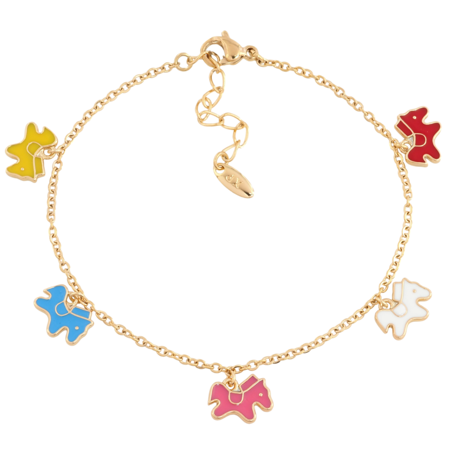 Браслет Xuping Позолота 18K Цепочка с подвесками лошадки с доп.цепочкой 17-20см х 2мм фото №1