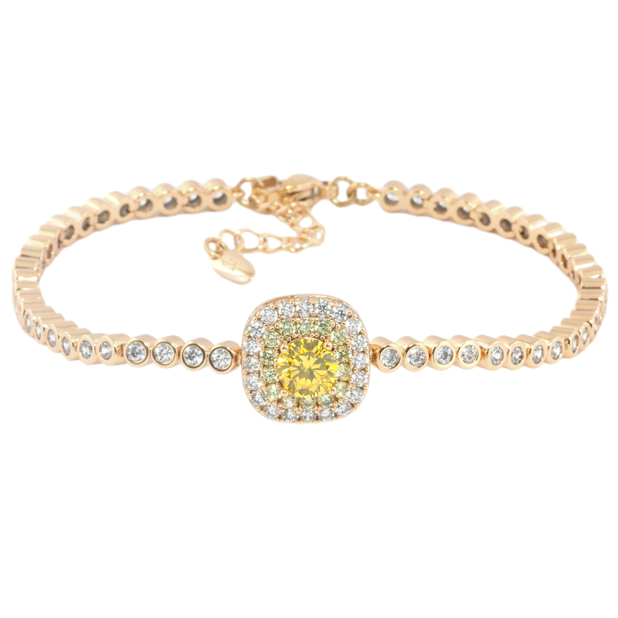 Браслет Xuping Позолота 18K Желтый фианит с инкрустацией цирконием с доп.цепочкой 18.5-21.5см х 3мм фото №1