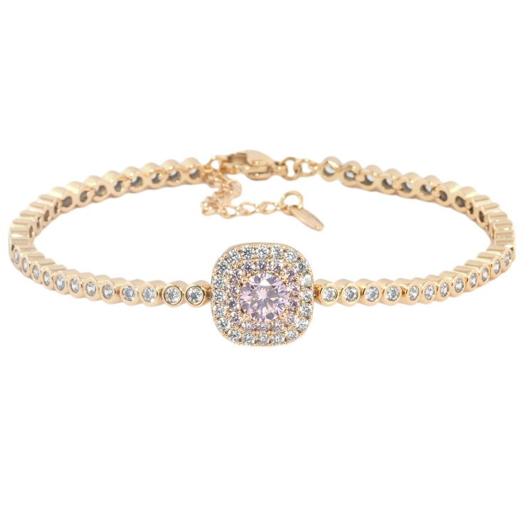 Браслет Xuping Позолота 18K Розовый фианит с инкрустацией цирконием с доп.цепочкой 18.5-21.5см х 3мм фото №15