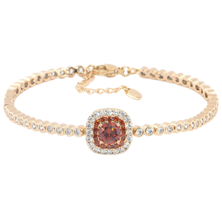 Браслет Xuping Позолота 18K Красный фианит с инкрустацией цирконием с доп.цепочкой 18.5-21.5см х 3мм фото №16