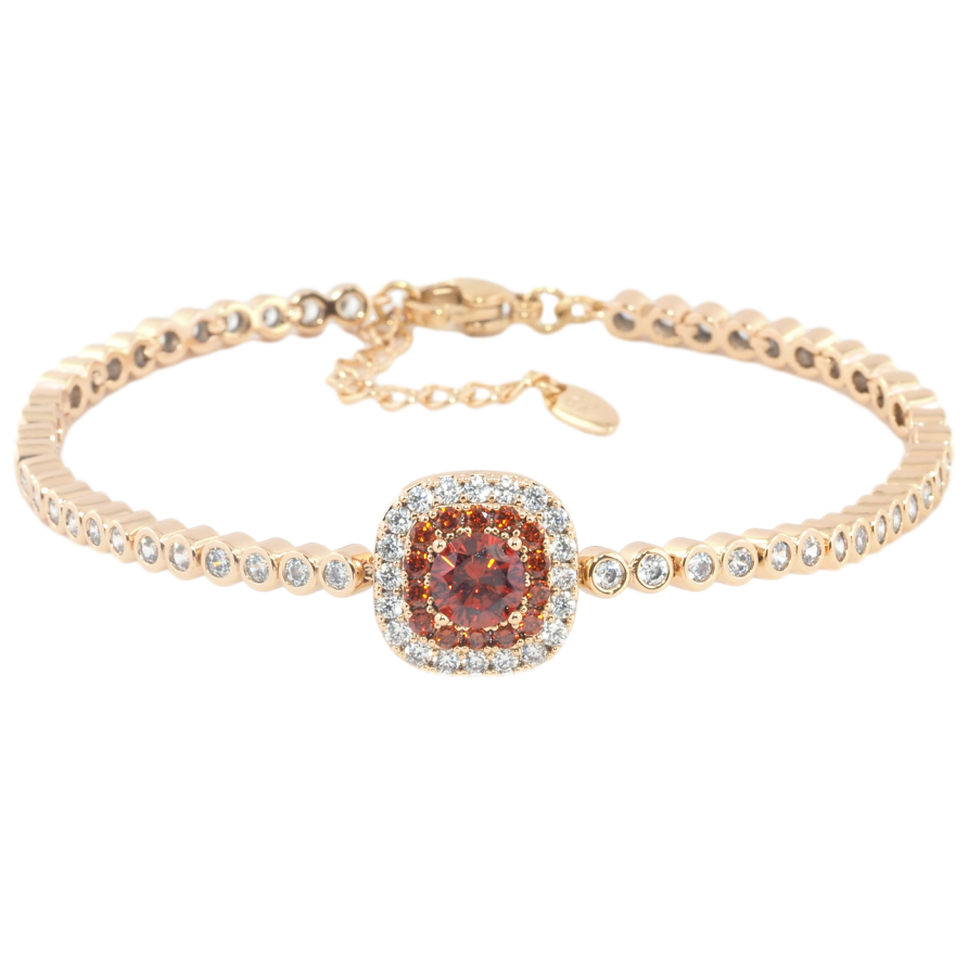 Браслет Xuping Позолота 18K Красный фианит с инкрустацией цирконием с доп.цепочкой 18.5-21.5см х 3мм фото №1