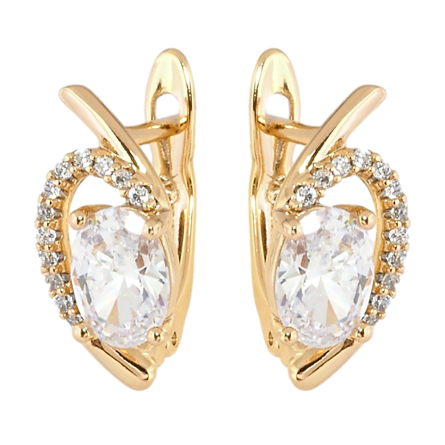 Сережки Xuping Позолота 18К англійський замок Декоративний візерунок з цирконієм фото №1